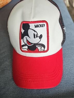 Disney Hat Mickey Embroidered Red White Black Baseball Cap Adult
